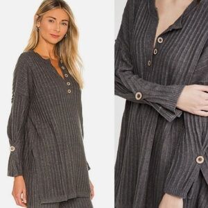 Free People Gray Oversize Knit Sweater Dress - Size M